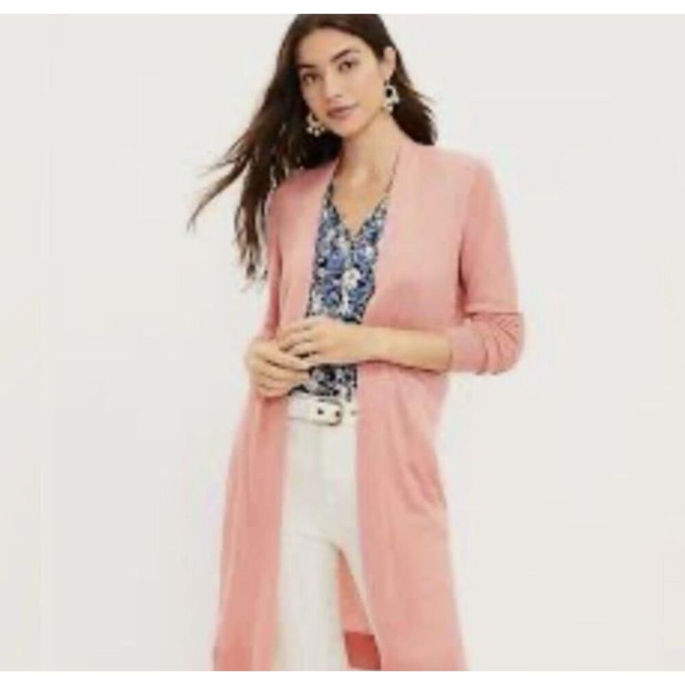 J. Jill Long Line Open Front Ribbed Cardigan In Dusty Rose Pink Plus Size 3X NWT